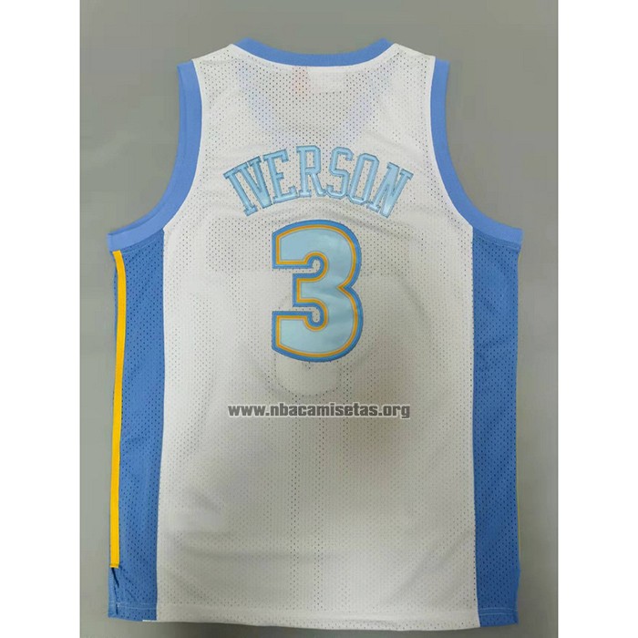 Camiseta Denver Nuggets Allen Iverson NO 3 Mitchell & Ness 2006-07 Blanco